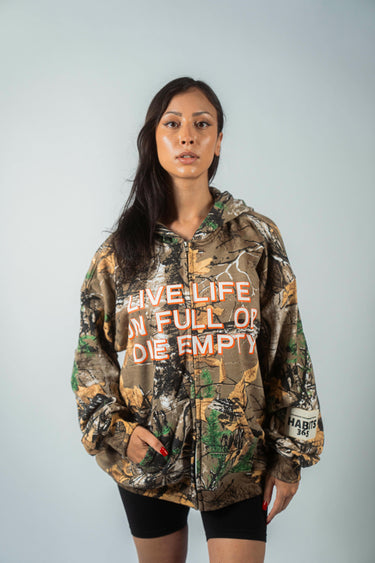 Live Full Or Die Empty Camo Zip Up Hoodie
