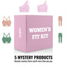 Pink box labeled 'Women's Fit Kit' with sports bras and leggings on a white background