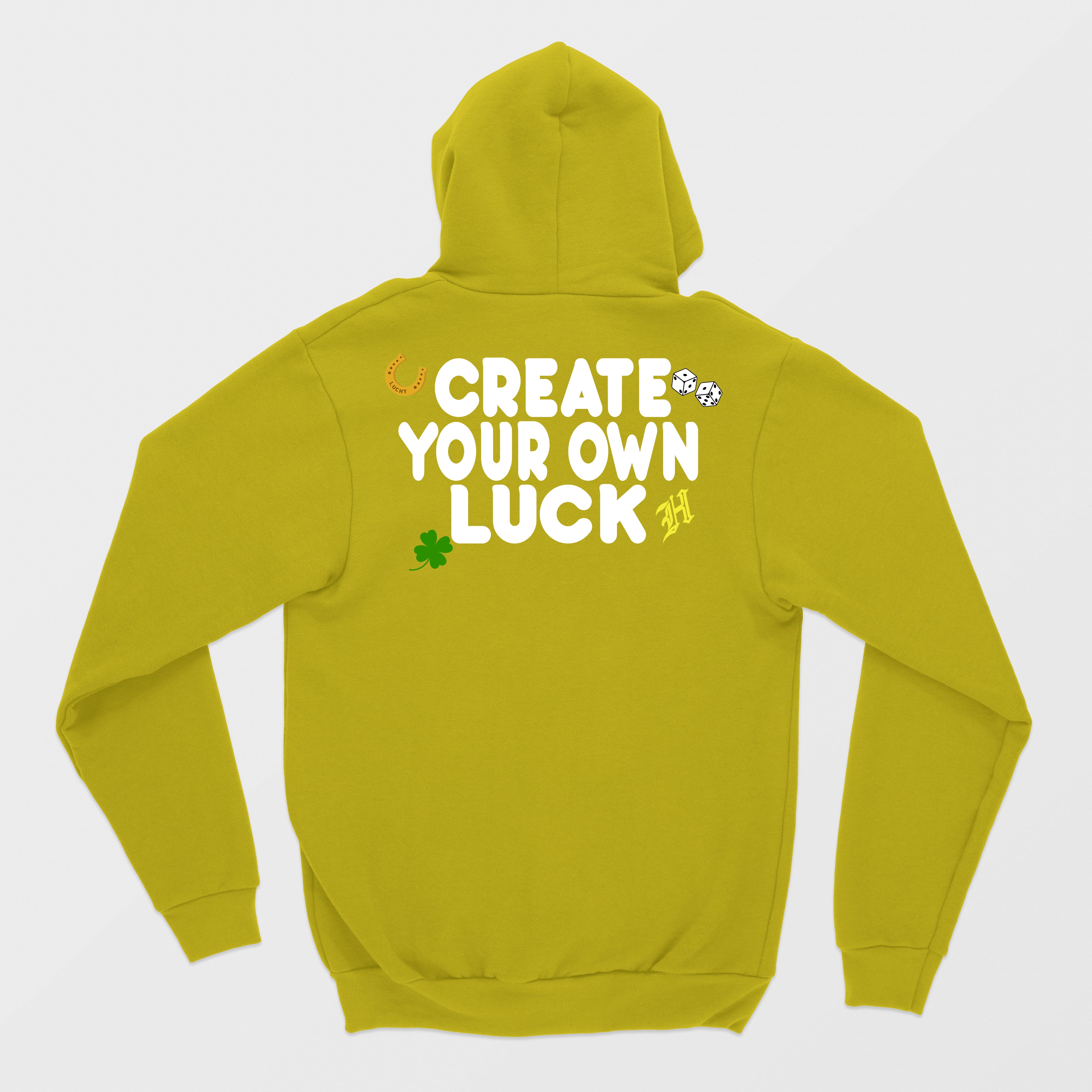 Yellow Create Your Own Luck Zip Up Hoodie